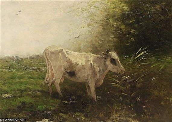 Wikioo.org – L'Enciclopedia delle Belle Arti - Pittura, Opere di Willem Maris - Una mucca al pascolo