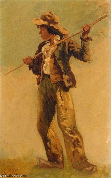 WikiOO.org - אנציקלופדיה לאמנויות יפות - ציור, יצירות אמנות Willem Maris - Boy With A Pike