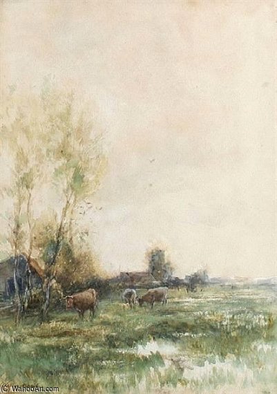 Wikioo.org - Encyklopedia Sztuk Pięknych - Malarstwo, Grafika Willem Maris - Cattle Grazing