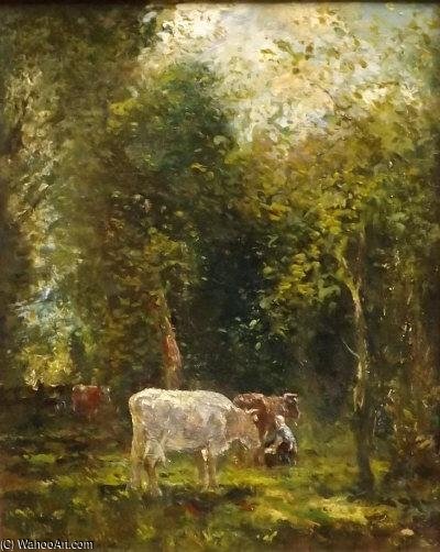 Wikioo.org - The Encyclopedia of Fine Arts - Painting, Artwork by Willem Maris - Cattle In A Sunlit Glade