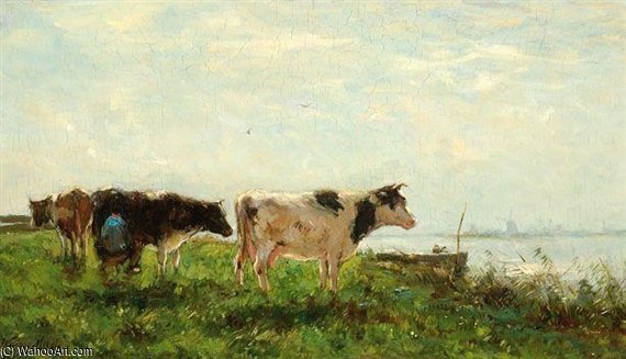 Wikioo.org - The Encyclopedia of Fine Arts - Painting, Artwork by Willem Maris - Cows By The Waters' Edge