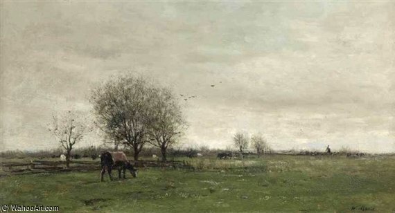 Wikioo.org - สารานุกรมวิจิตรศิลป์ - จิตรกรรม Willem Maris - Cows In A Dutch Polder Landscape