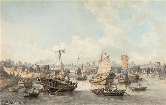 Wikioo.org - The Encyclopedia of Fine Arts - Painting, Artwork by William Bill Alexander - Lord Macartney's Embassy Entering The Hwang-ho River