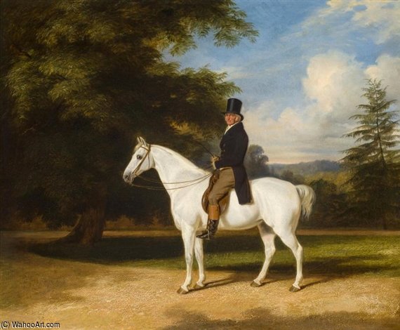 Wikioo.org - The Encyclopedia of Fine Arts - Painting, Artwork by William Barraud - A Country Squire On His Grey Hunter