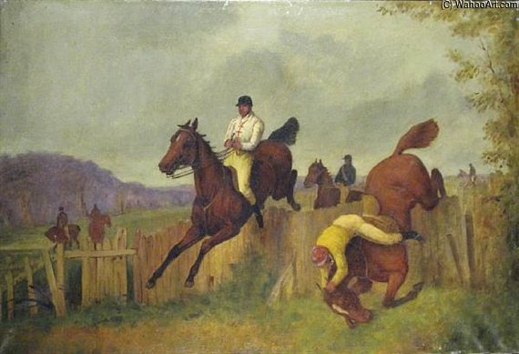 Wikioo.org - สารานุกรมวิจิตรศิลป์ - จิตรกรรม William Barraud - Steeple Chasing