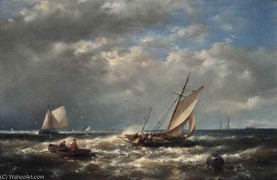 Wikioo.org - The Encyclopedia of Fine Arts - Painting, Artwork by Abraham Hulk Senior - A Breezy Day At The Mouth Of The Scheldt