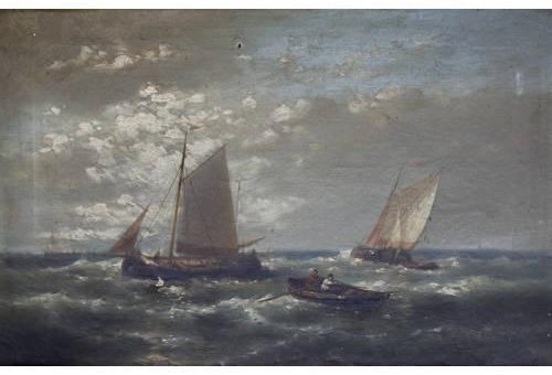 Wikioo.org - The Encyclopedia of Fine Arts - Painting, Artwork by Abraham Hulk Senior - Boats In A Squally Sea