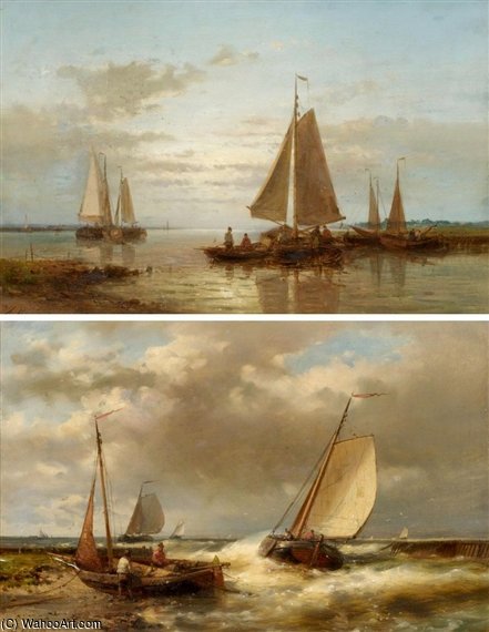 WikiOO.org - Enciklopedija dailės - Tapyba, meno kuriniai Abraham Hulk Senior - Boats In A Swell