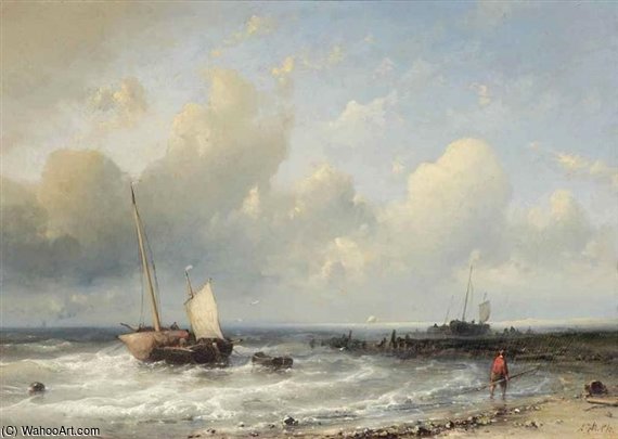Wikioo.org - The Encyclopedia of Fine Arts - Painting, Artwork by Abraham Hulk Senior - Bomschuiten In The Surf