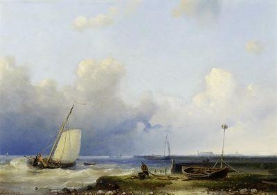 Wikioo.org - The Encyclopedia of Fine Arts - Painting, Artwork by Abraham Hulk Senior - Brewing Storm On The Dutch Coast