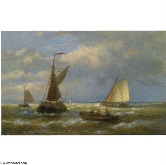 Wikioo.org - สารานุกรมวิจิตรศิลป์ - จิตรกรรม Abraham Hulk Senior - Sailing Vessels At Sea