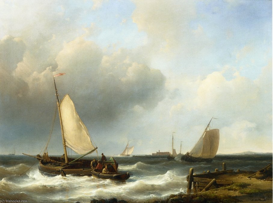 Wikioo.org - The Encyclopedia of Fine Arts - Painting, Artwork by Abraham Hulk Senior - Shipping Of The Dutch Coast