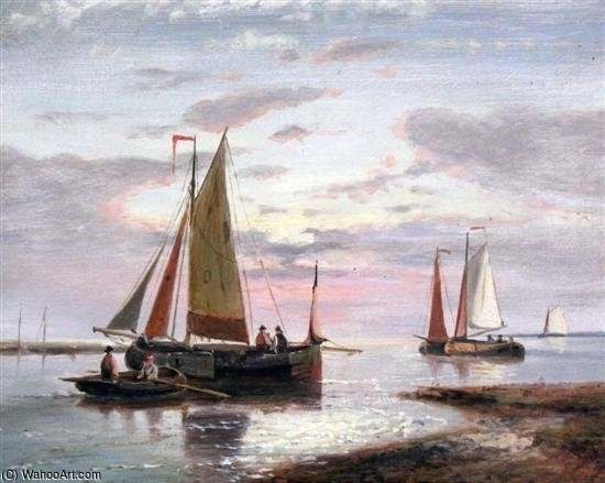 WikiOO.org - Encyclopedia of Fine Arts - Maľba, Artwork Abraham Hulk Senior - Shipping On A Calm Sea