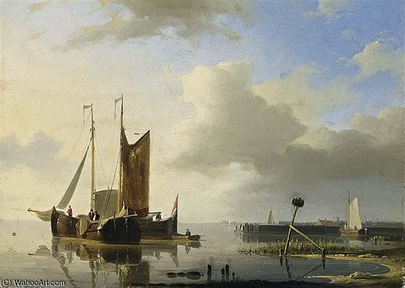Wikioo.org - The Encyclopedia of Fine Arts - Painting, Artwork by Abraham Hulk Senior - Ships At Anchor In A Calm