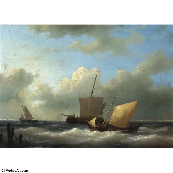 Wikioo.org - The Encyclopedia of Fine Arts - Painting, Artwork by Abraham Hulk Senior - Ships At Sea