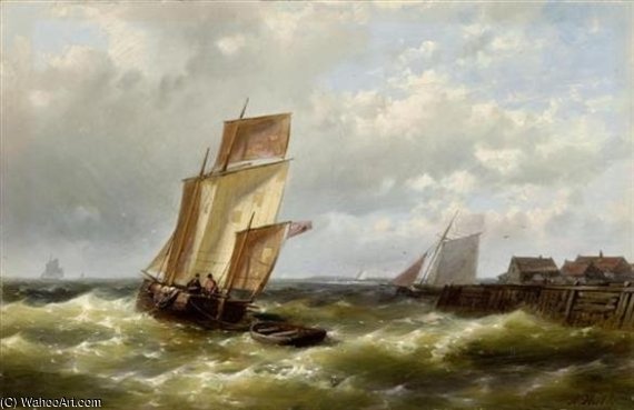 Wikioo.org - The Encyclopedia of Fine Arts - Painting, Artwork by Abraham Hulk Senior - Ships Before The Dutch Coast
