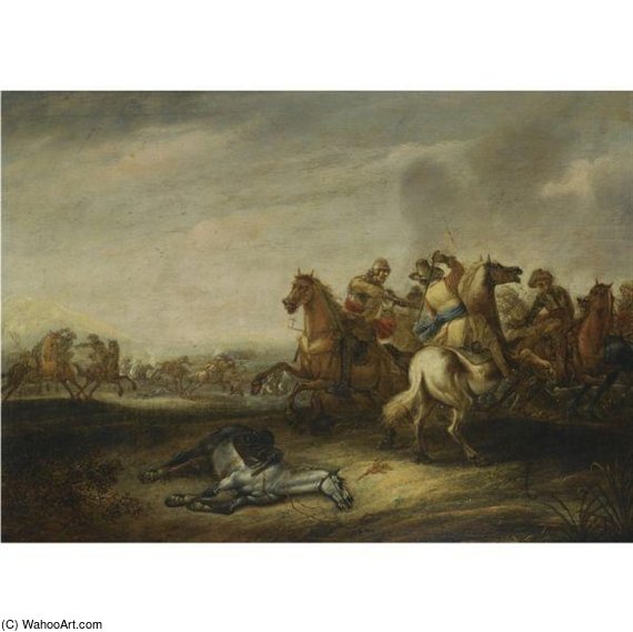 WikiOO.org - Енциклопедия за изящни изкуства - Живопис, Произведения на изкуството Abraham Van Der Hoef - A Cavalry Battle