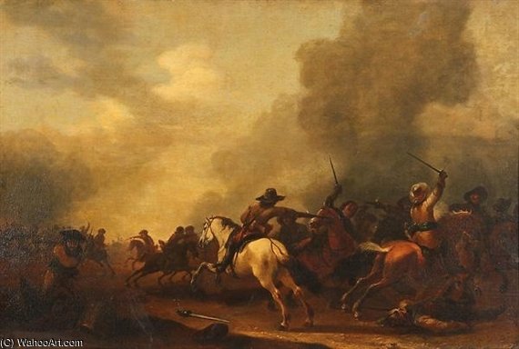 WikiOO.org - Encyclopedia of Fine Arts - Malba, Artwork Abraham Van Der Hoef - Calvary Skirmish