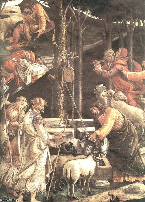 WikiOO.org - Enciklopedija likovnih umjetnosti - Slikarstvo, umjetnička djela Sandro Botticelli - The Trials And Calling Of Moses (detail - )