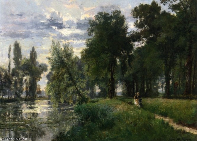 WikiOO.org - Enciklopedija dailės - Tapyba, meno kuriniai Alexandre Rene Veron - Walking By The River