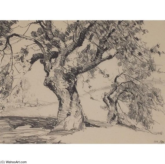 WikiOO.org - Encyclopedia of Fine Arts - Festés, Grafika Alfred Heber Hutty - Apple Tree