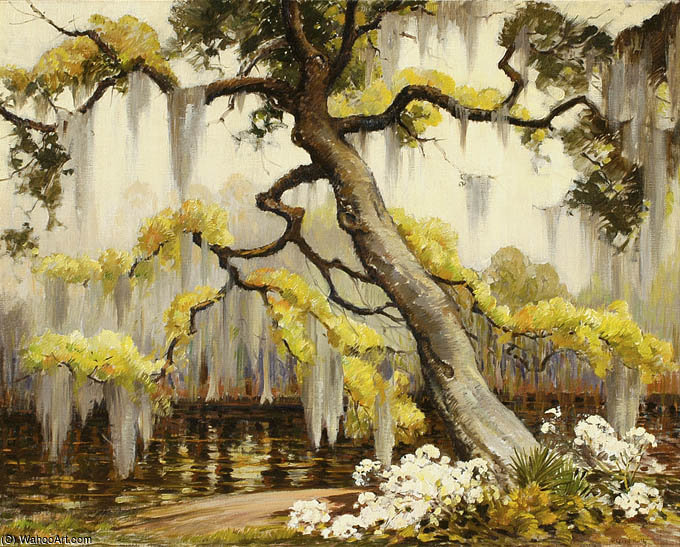 WikiOO.org - Encyclopedia of Fine Arts - Maleri, Artwork Alfred Heber Hutty - In Magnolia Gardens