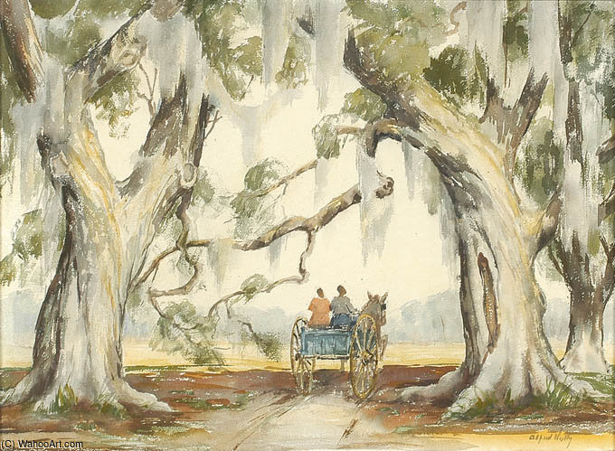 Wikioo.org - The Encyclopedia of Fine Arts - Painting, Artwork by Alfred Heber Hutty - Southern Oaks