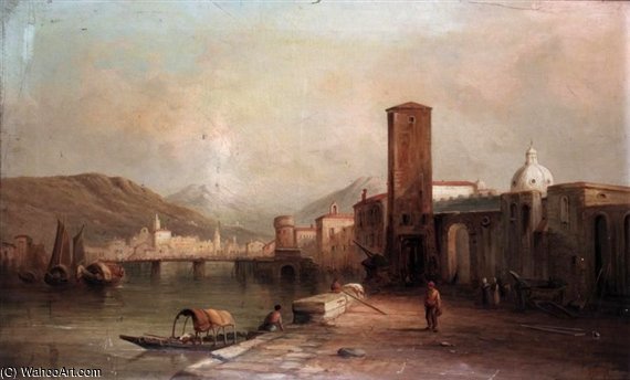 Wikoo.org - موسوعة الفنون الجميلة - اللوحة، العمل الفني Alfred Pollentine - A Port Scene