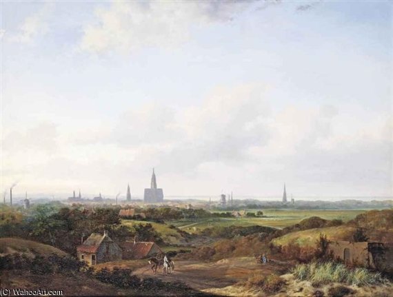 WikiOO.org - 백과 사전 - 회화, 삽화 Anthonie Jacobus Van Wijngaerdt - A Panoramic View Of Haarlem