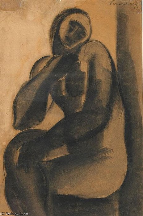 Wikioo.org – La Enciclopedia de las Bellas Artes - Pintura, Obras de arte de Armand Schonberger - Desnudo sentado