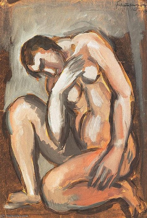 WikiOO.org - Enciclopedia of Fine Arts - Pictura, lucrări de artă Armand Schonberger - Sitting Nude