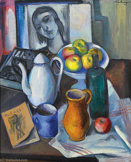 Wikioo.org - The Encyclopedia of Fine Arts - Painting, Artwork by Armand Schonberger - Still-life On The Table With Pitcher