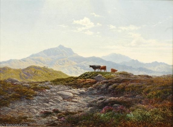 Wikioo.org - สารานุกรมวิจิตรศิลป์ - จิตรกรรม Arthur Gilbert - Cattle In A Highland Landscape