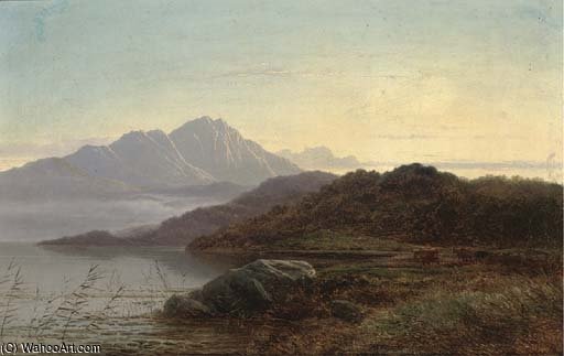 WikiOO.org - Güzel Sanatlar Ansiklopedisi - Resim, Resimler Arthur Gilbert - Sunset Over The Loch