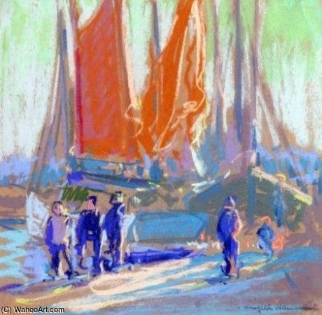 Wikoo.org - موسوعة الفنون الجميلة - اللوحة، العمل الفني Arthur Henry Church - Boats At Menton