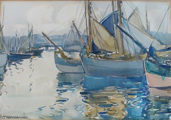 WikiOO.org - אנציקלופדיה לאמנויות יפות - ציור, יצירות אמנות Arthur Henry Church - Boats At Rest