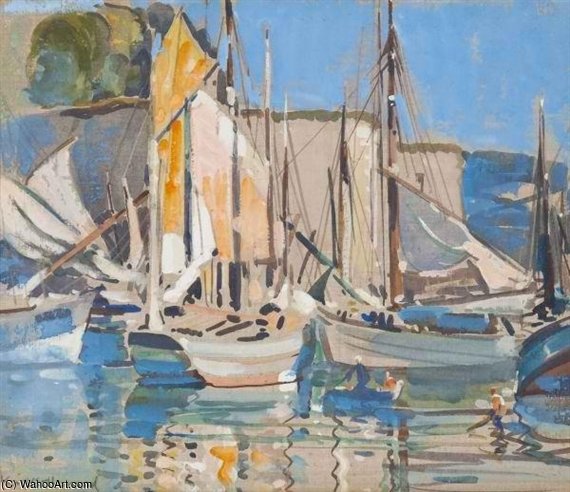 Wikioo.org - The Encyclopedia of Fine Arts - Painting, Artwork by Arthur Henry Church - Harbour Scene