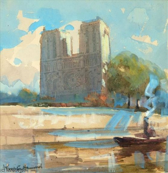 WikiOO.org - Encyclopedia of Fine Arts - Maleri, Artwork Arthur Henry Church - Notre Dame From The Seine