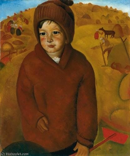 Wikioo.org - The Encyclopedia of Fine Arts - Painting, Artwork by Boris Dmitrievich Grigoriev - Boy At Harvest Time