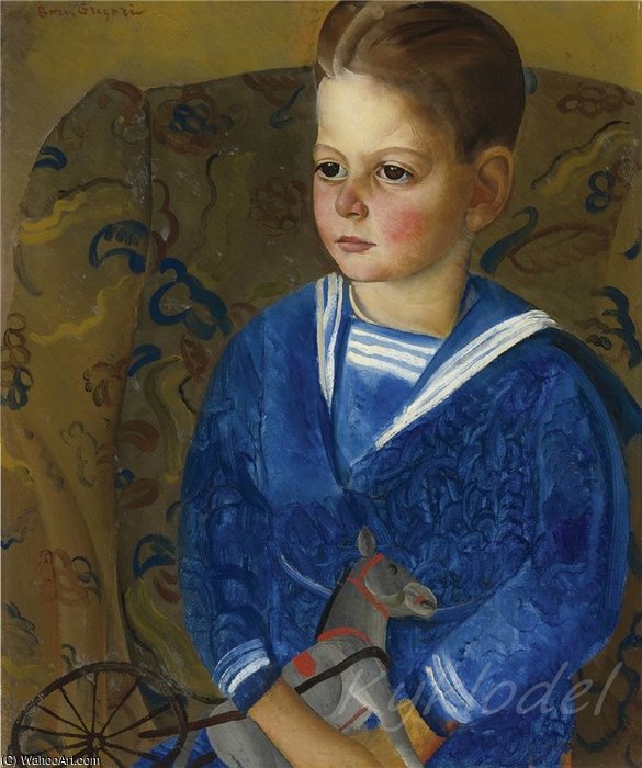 Wikioo.org - The Encyclopedia of Fine Arts - Painting, Artwork by Boris Dmitrievich Grigoriev - Boy In A Sailor's Suit