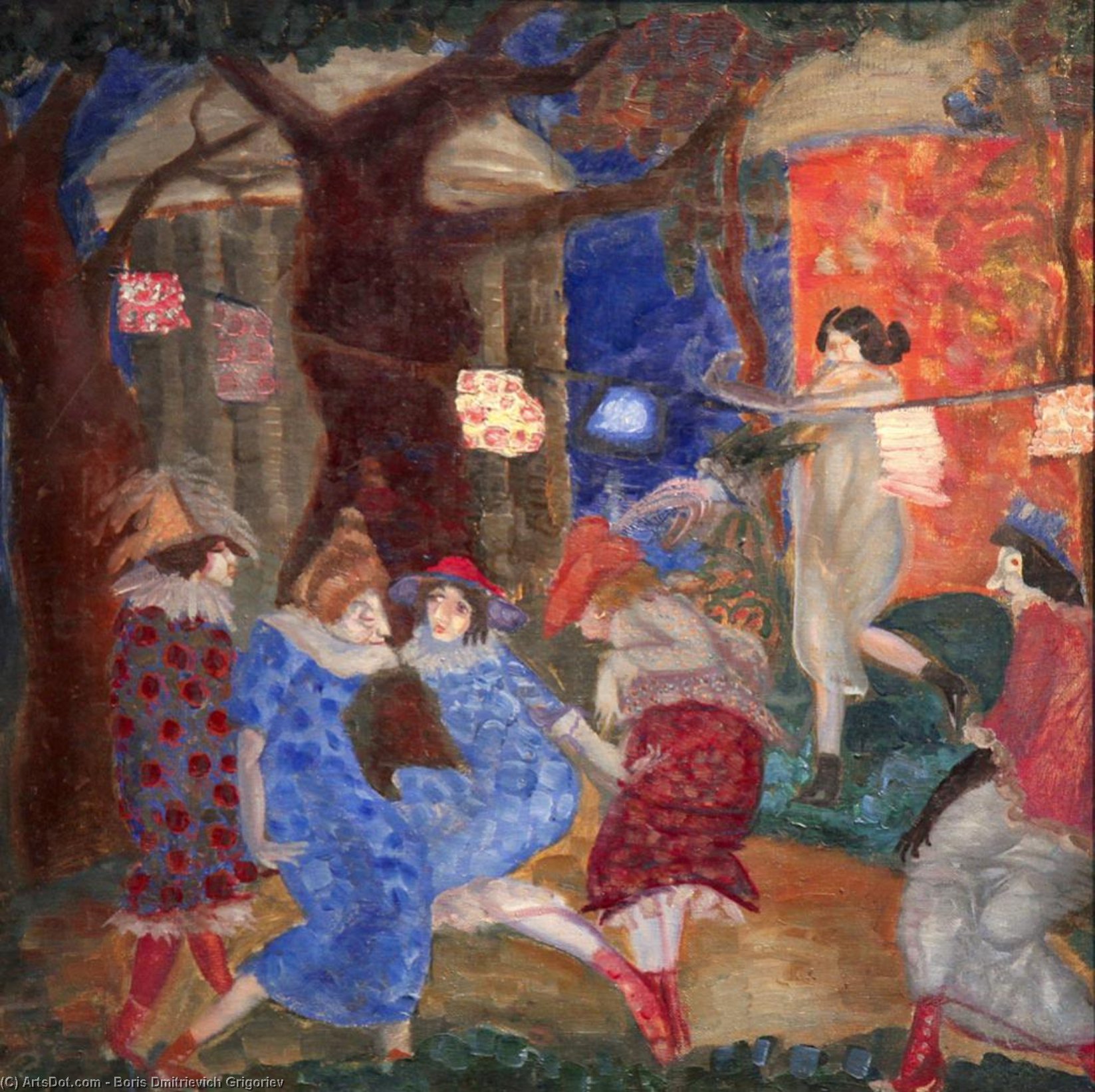 WikiOO.org - Encyclopedia of Fine Arts - Målning, konstverk Boris Dmitrievich Grigoriev - Carnival At Night