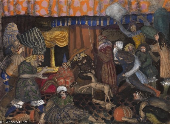 Wikioo.org - สารานุกรมวิจิตรศิลป์ - จิตรกรรม Boris Dmitrievich Grigoriev - Children's Masquerade