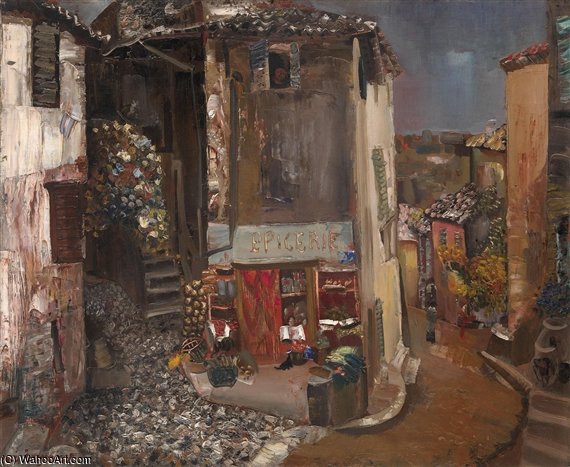 Wikioo.org - The Encyclopedia of Fine Arts - Painting, Artwork by Boris Dmitrievich Grigoriev - Epicerie Du Village