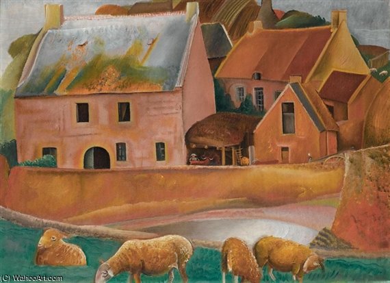 WikiOO.org - Енциклопедія образотворчого мистецтва - Живопис, Картини
 Boris Dmitrievich Grigoriev - Farm With Rams