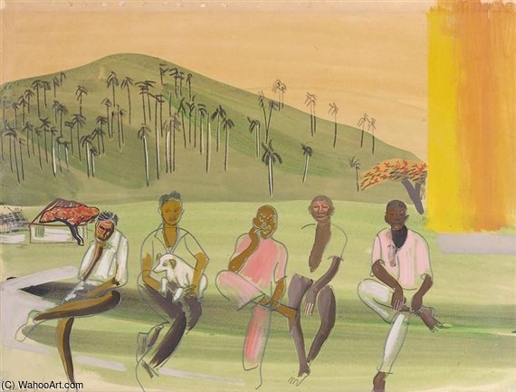 WikiOO.org - دایره المعارف هنرهای زیبا - نقاشی، آثار هنری Boris Dmitrievich Grigoriev - Five Brazilian Boys
