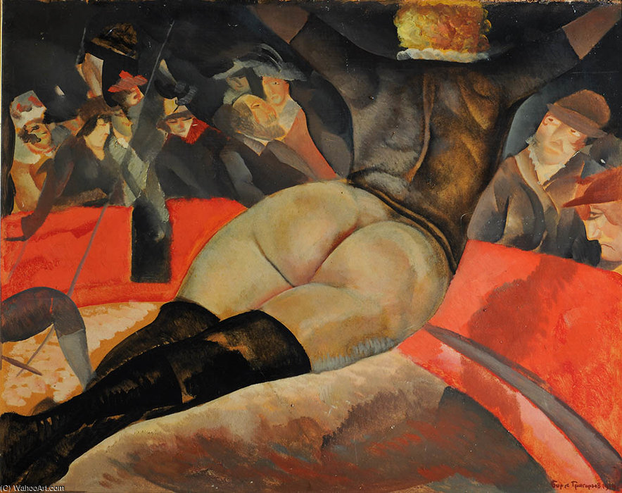 Wikioo.org – La Enciclopedia de las Bellas Artes - Pintura, Obras de arte de Boris Dmitrievich Grigoriev - En el circo