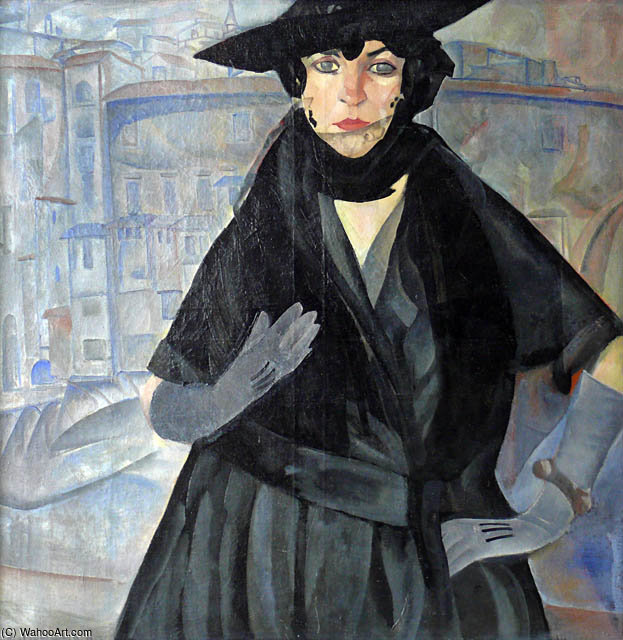 Wikioo.org - The Encyclopedia of Fine Arts - Painting, Artwork by Boris Dmitrievich Grigoriev - Lady In Black