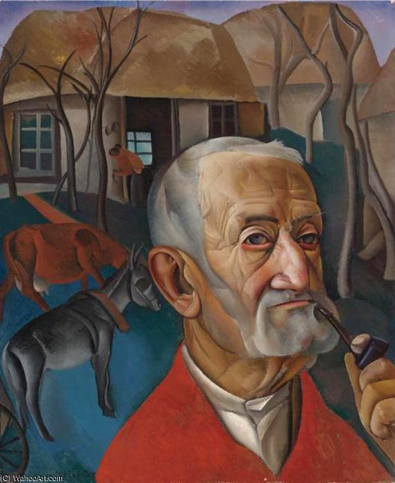 WikiOO.org - Encyclopedia of Fine Arts - Maleri, Artwork Boris Dmitrievich Grigoriev - Man With A Pipe