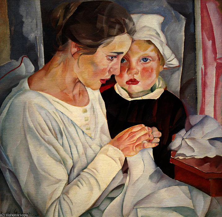 Wikioo.org - The Encyclopedia of Fine Arts - Painting, Artwork by Boris Dmitrievich Grigoriev - Mother And Child