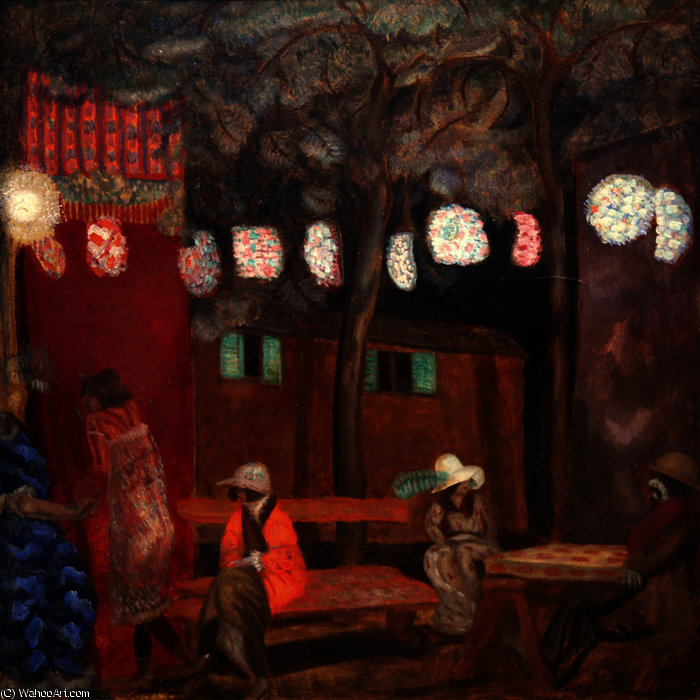 Wikioo.org - The Encyclopedia of Fine Arts - Painting, Artwork by Boris Dmitrievich Grigoriev - Night Scene In Paris